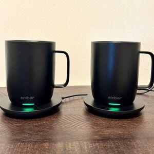 Ember Mug 2 Set of 2 Smart Temperature Control Mugs w/ Cords & Bases - Black